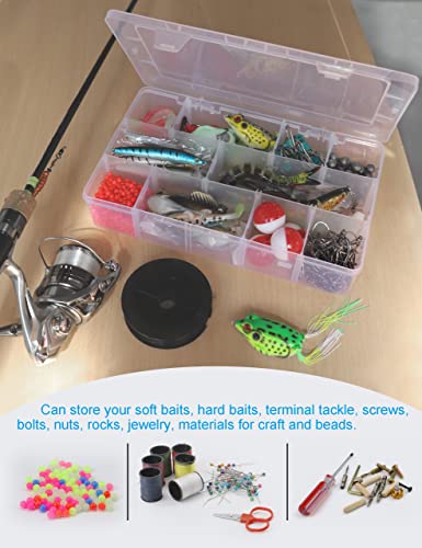 Plastic Organizer Box with Dividers Bead Organizer 15 Large Grids Tackle box Organizer Clear Snackle Box Container