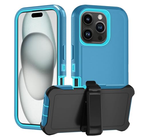 GEAR 4 EVER TitanGuard Max Armor Case for iPhone 16 Pro Max with Screen Protector - Shockproof, Dustproof, Anti-Scratch Rugged Protective Cover (Cyan)