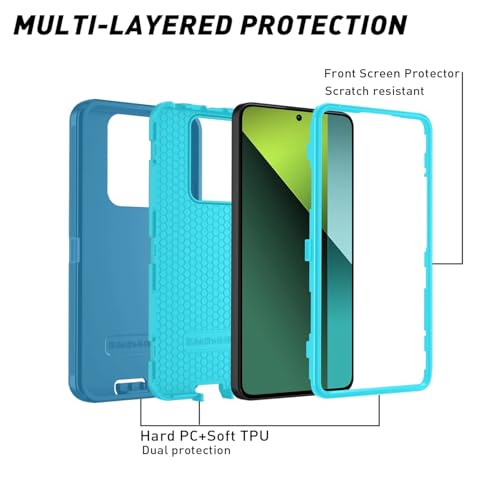 GEAR 4 EVER TitanGuard Max Armor Case for iPhone 16 Pro Max with Screen Protector - Shockproof, Dustproof, Anti-Scratch Rugged Protective Cover (Cyan)