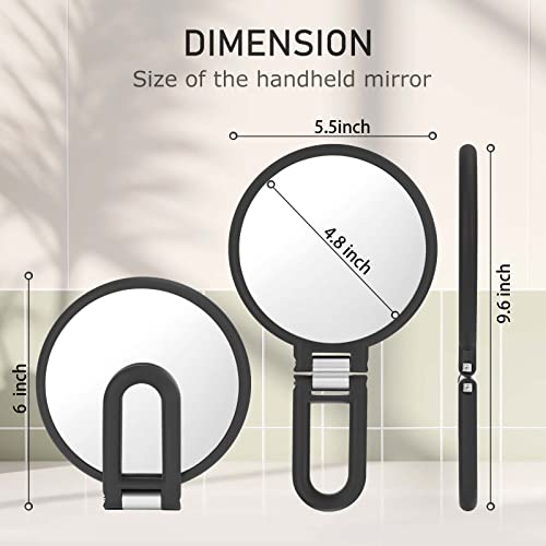 Magnifying Handheld Mirror Double Sided, 1X 15X Magnification Hand Mirror, Travel Folding Held Adjustable Rotation Pedestal Makeup Desk Vanity