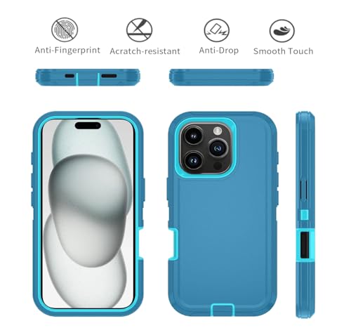 GEAR 4 EVER TitanGuard Max Armor Case for iPhone 16 Pro Max with Screen Protector - Shockproof, Dustproof, Anti-Scratch Rugged Protective Cover (Cyan)