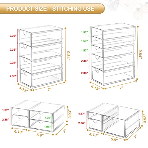 Makeup Organizer With 16 Drawers, 4 Pcs Desktop Office Supplies, Desk Organizers, Clear Desk Accessories, Dustproof Drawer Storage