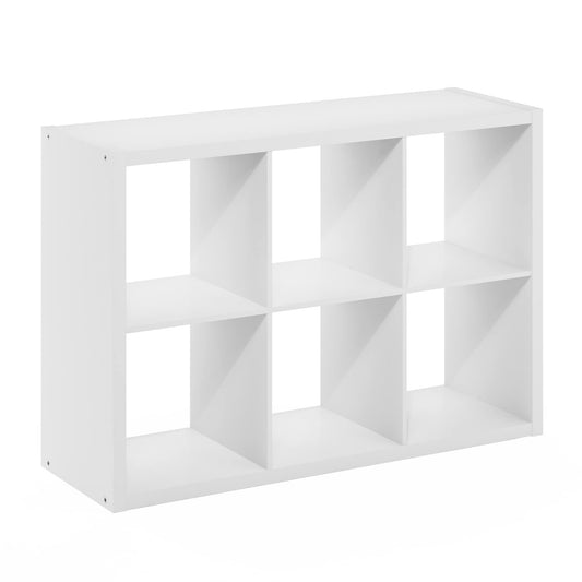 Cubical Open Back Decorative Cube Storage Organizer, 6-Cube, White