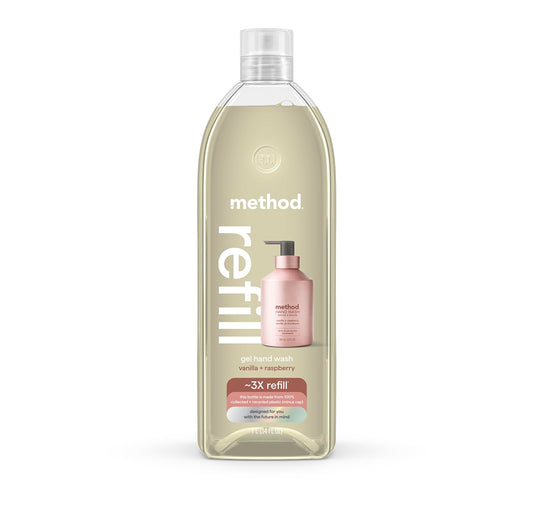 Method Gel Hand Soap Refill, Vanilla + Raspberry, Biodegradable Formula, 34 Fl Oz (Pack of 1) (Packaging May Vary)