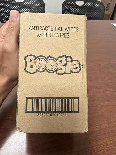 Antibacterial Hand Wipes by Boogie Wipes, Alcohol-Free, Hypoallergenic and Moisturizing Aloe, Boogie Hand Wipes for Adults and Kids, 5 Packs of 20…