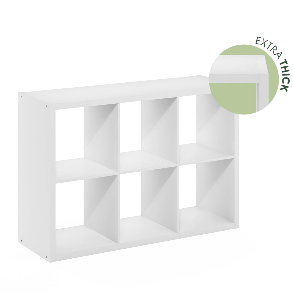 Cubical Open Back Decorative Cube Storage Organizer, 6-Cube, White