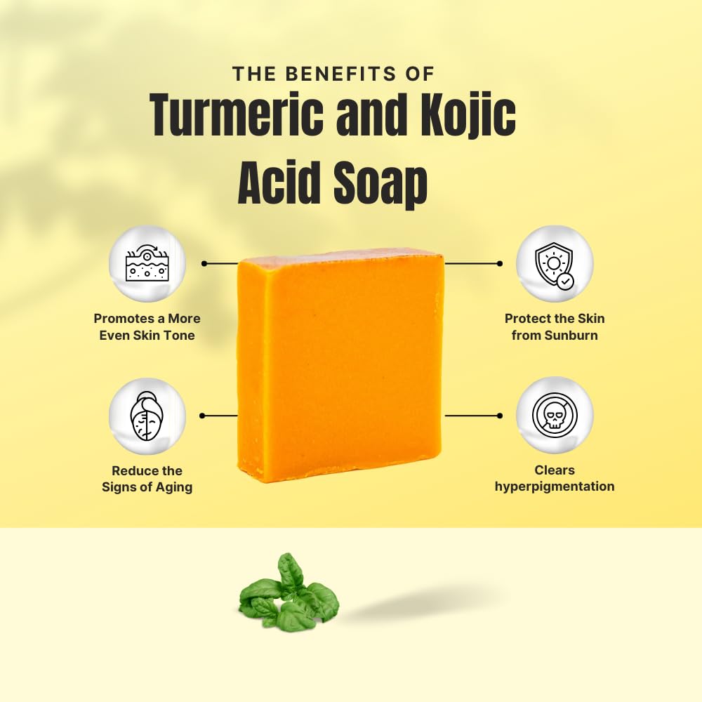 Turmeric Skin Cleansing Soap - Natural Glow Face & Body Cleanser for Acne, Dark Spots & Scars, Gentle for All Skin Types (4.5 oz) 1 bar