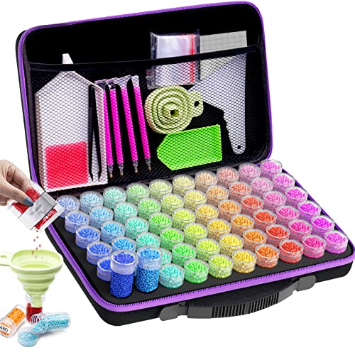 Diamond Painting Storage Boxes, 60 Slots Bead Storage with 5D Diamond Art Accessories and Tools Kit