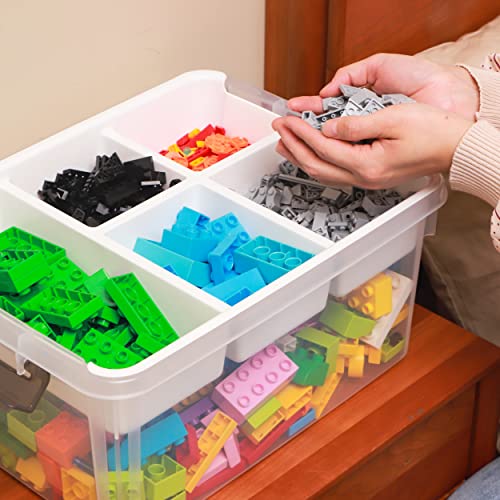 17 QT Plastic Storage Box with Removable Tray Craft Organizers and Storage Clear Storage Container for Organizing Bead, Tool, Sewing, Playdoh