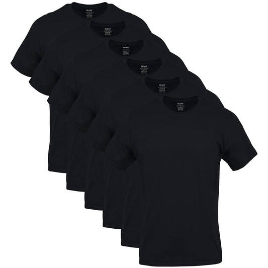 Men's Crew T-Shirts, Multipack, Style G1100, Black (6-Pack), Large
