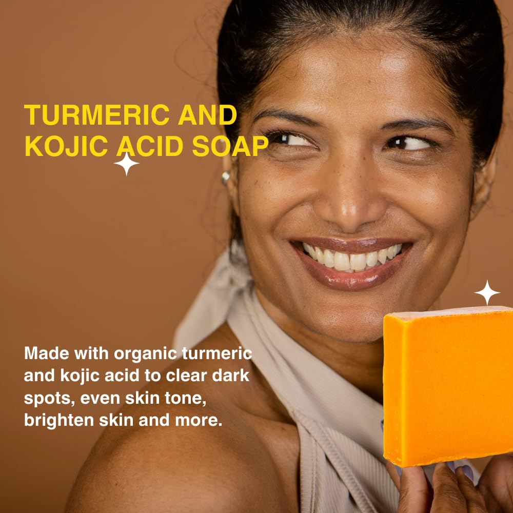 Turmeric Skin Cleansing Soap - Natural Glow Face & Body Cleanser for Acne, Dark Spots & Scars, Gentle for All Skin Types (4.5 oz) 1 bar