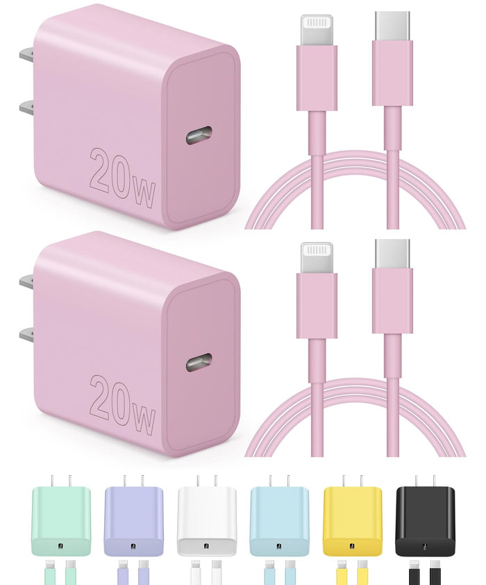 iPhone Charger Fast Charging USB C Charger Block Type C Charger iPad Charger with 6FT C Chargers Cord Compatible with iPhone14/14 Pro Max/13/13Pro/12/12 Pro/11,iPad(Pink