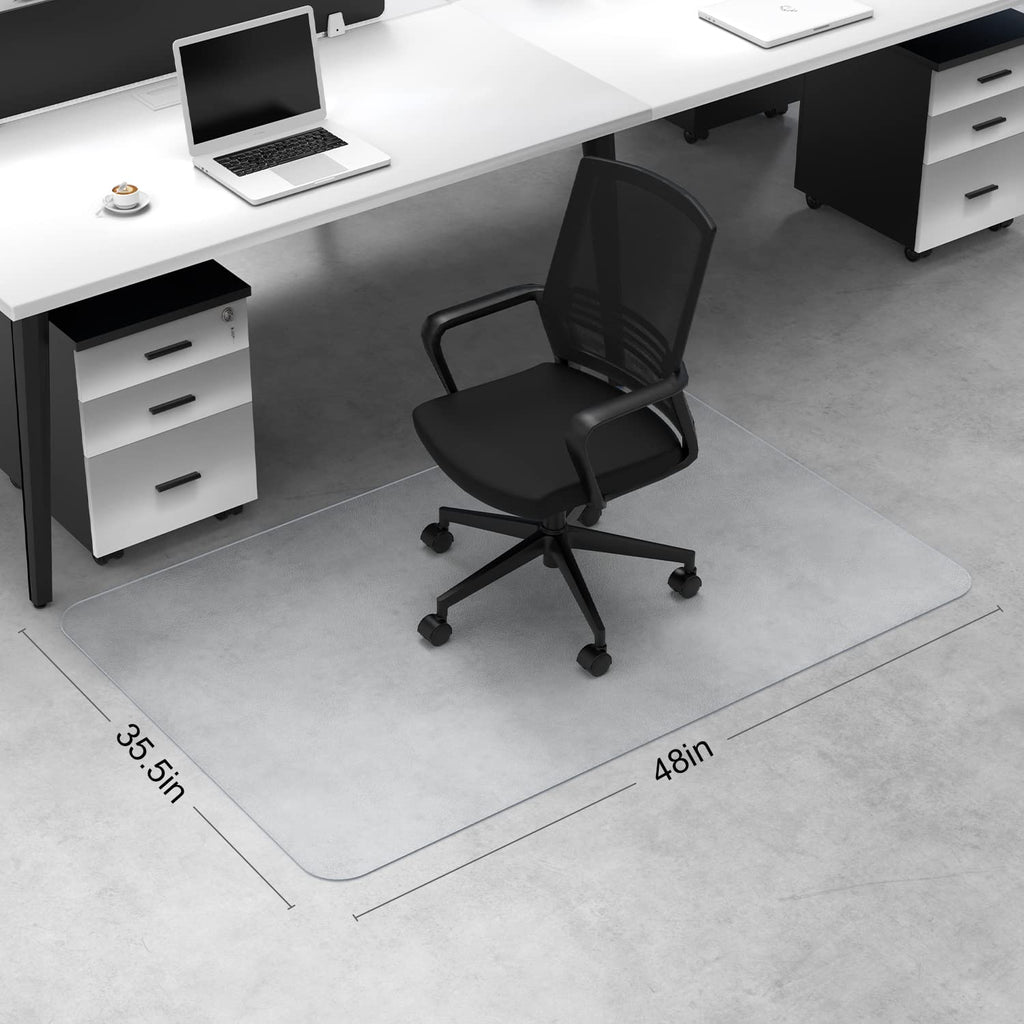 Office Chair Mat for Hard Wood Floor, Sturdy Plastic Protector Floor Mat for Office Chair, Rectangle Transparent PVC Computer Hard Floor Chair Mat for Desk, Office, Home (Clear, 35.5 X 48in)