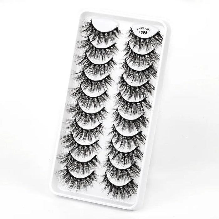 ICYM Glam Extensions 10 Pairs of False Eyelashes – Expertly Crafted for Stunning Eyes! Enhance Your Beauty with Precision-Cut Lashes, Professional Tweezer Application (Y608)