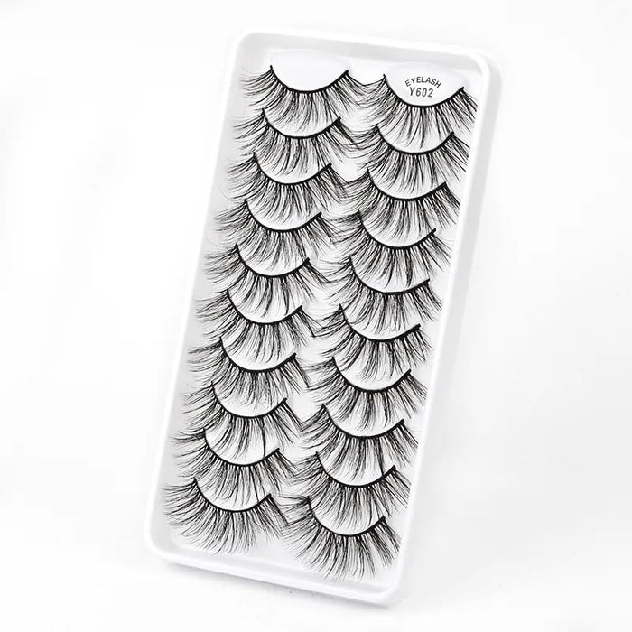 ICYM Glam Extensions 10 Pairs of False Eyelashes – Expertly Crafted for Stunning Eyes! Enhance Your Beauty with Precision-Cut Lashes, Professional Tweezer Application (Y602)