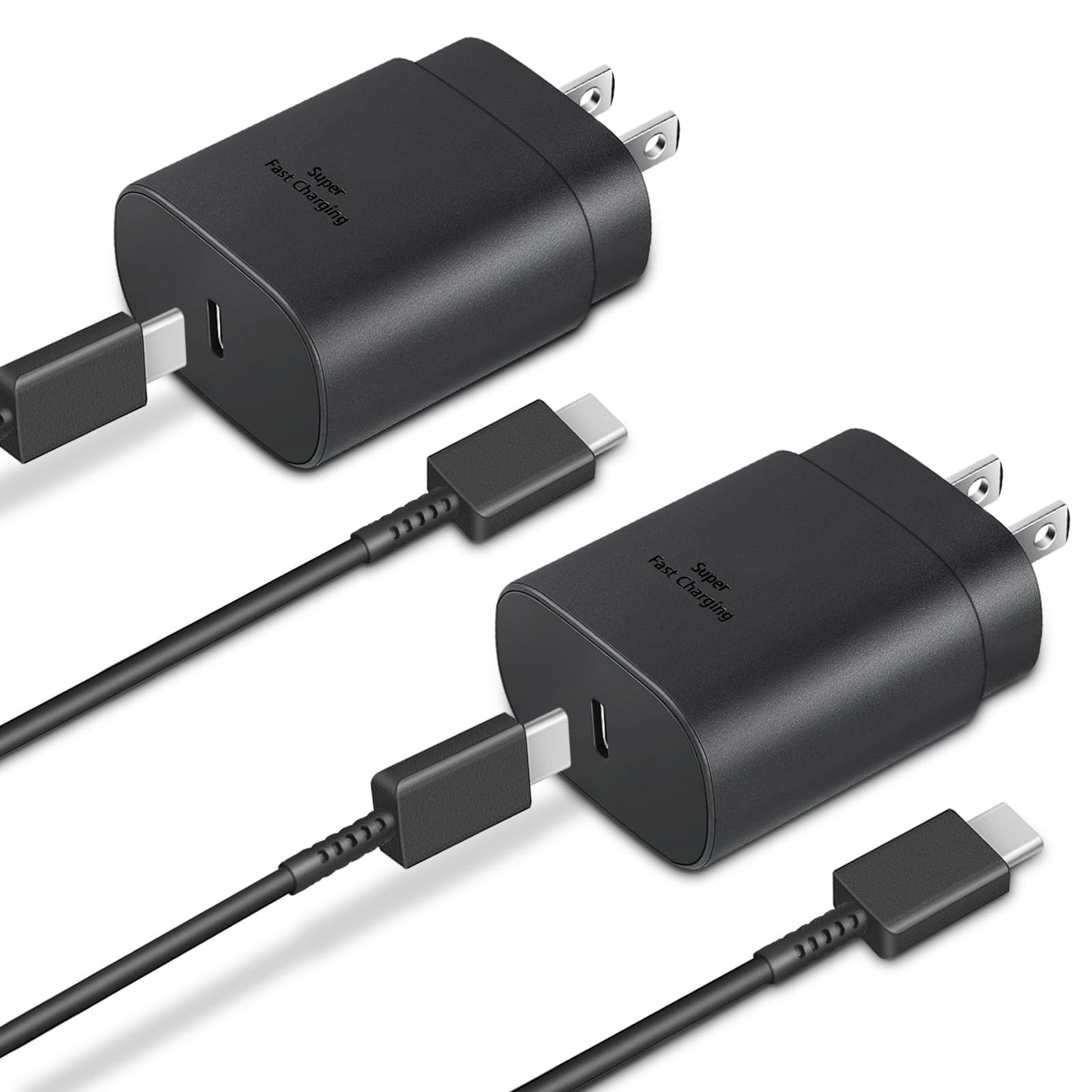 Type C Charger, 2-Pack 25W Type C Super Fast Charging Block with 6ft USB C Charger Cable Compatible with Galaxy S23 Ultra/S23+/S22/S21/S20/Phone 16/16 Plus/16 Pro Max/15/15 Pro Max/15 Plus-Black