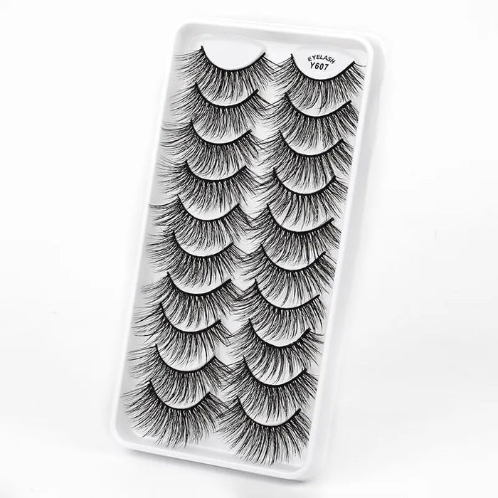 ICYM Glam Extensions 10 Pairs of False Eyelashes – Expertly Crafted for Stunning Eyes! Enhance Your Beauty with Precision-Cut Lashes, Professional Tweezer Application (Y607)