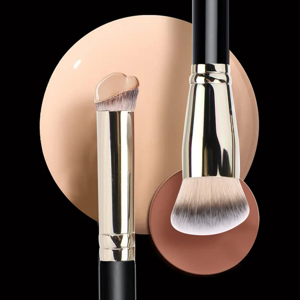 Makeup Brushes Pro Foundation Brush and Flawless Concealer Brush Perfect for Any Look Premium Luxe Hair Contour Brush Perfect for Blending Liquid,Buffing,Cream,Sculpting,Mineral Makeup