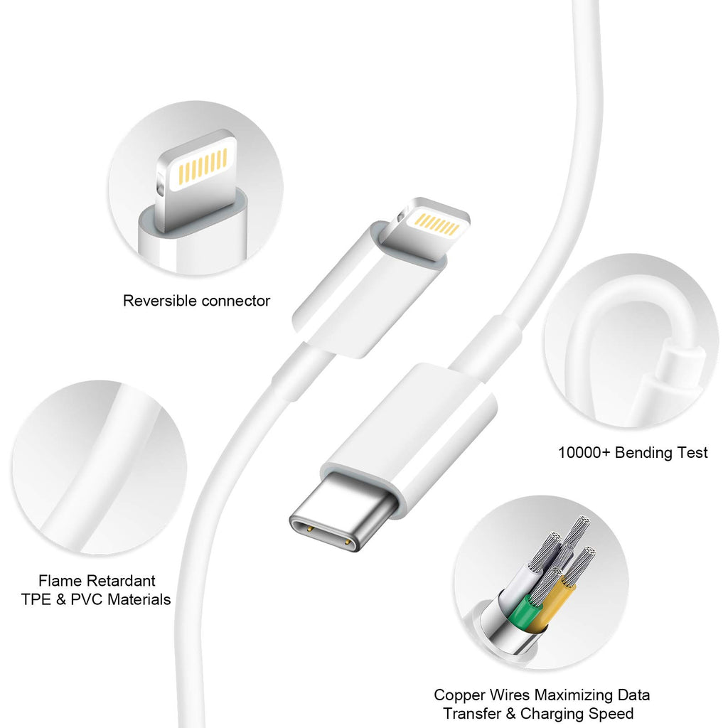 iPhone Charger Fast Charging 10FT 20W USB C Charger Block Super Fast Charger Cable Compatible with iPhone14/14 Pro Max/13/13Pro/12/12 Pro/11,iPad(White