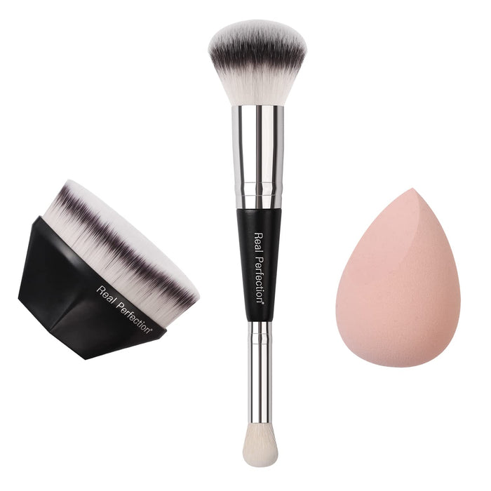 Makeup Brushes Set - Kabuki, Blush, Concealer, Blending Brushes & Sponge for Foundation, Cream & Powder Makeup