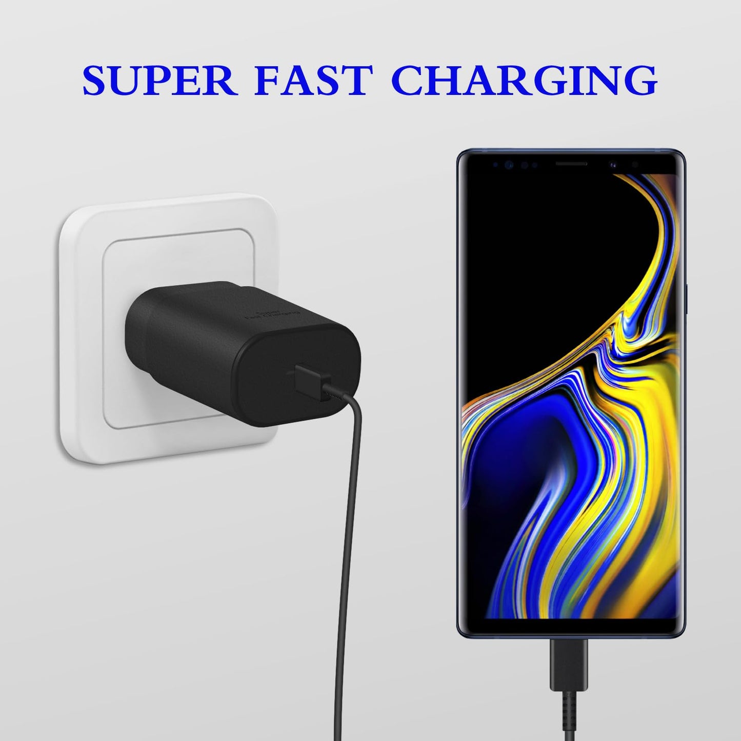 Type C Charger, 2-Pack 25W Type C Super Fast Charging Block with 6ft USB C Charger Cable Compatible with Galaxy S23 Ultra/S23+/S22/S21/S20/Phone 16/16 Plus/16 Pro Max/15/15 Pro Max/15 Plus-Black