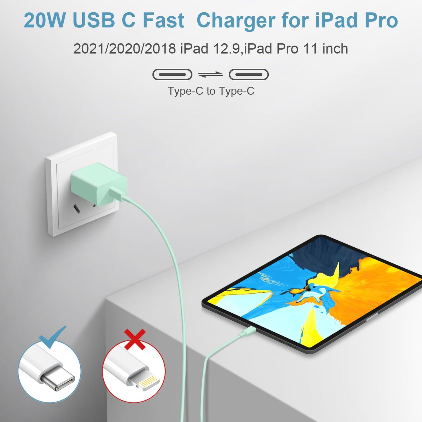 Charger for iPhone 16 15 Charger Fast Charging Type C Charger USB C Charger Block iPhone 16 Charger with 2 Pack 6FT Cable for iPhone 16/16 Plus/16 Pro/16 Pro Max/iPhone 15/15 Pro Max/Samsung(Green)