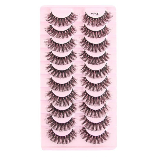 ICYM Glam Extensions 10 Pairs of False Eyelashes – Expertly Crafted for Stunning Eyes! Enhance Your Beauty with Precision-Cut Lashes, Professional Tweezer Application (Y704)