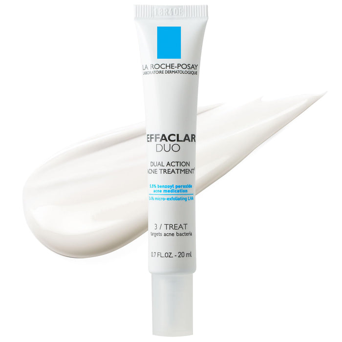 La Roche-Posay Effaclar Duo Dual Action Acne Spot Treatment Cream with Benzoyl Peroxide Acne Treatment for Acne and Blackheads, Lightweight Sheerness, Safe For Sensitive Skin ,0.7 Fl Oz