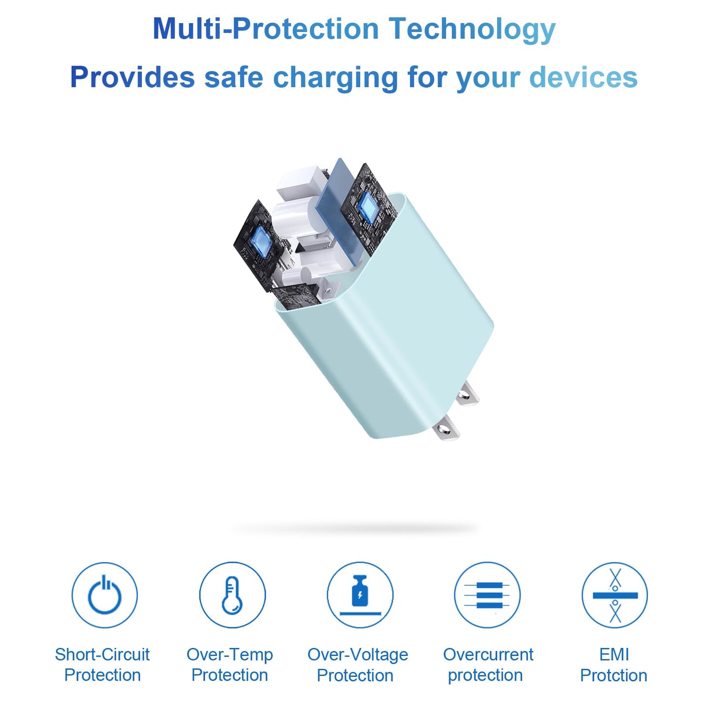 iPhone Charger Fast Charging USB C Charger Block Type C Charger iPad Charger with 6FT C Chargers Cord Compatible with iPhone14/14 Pro Max/13/13Pro/12/12 Pro/11,iPad(Blue)