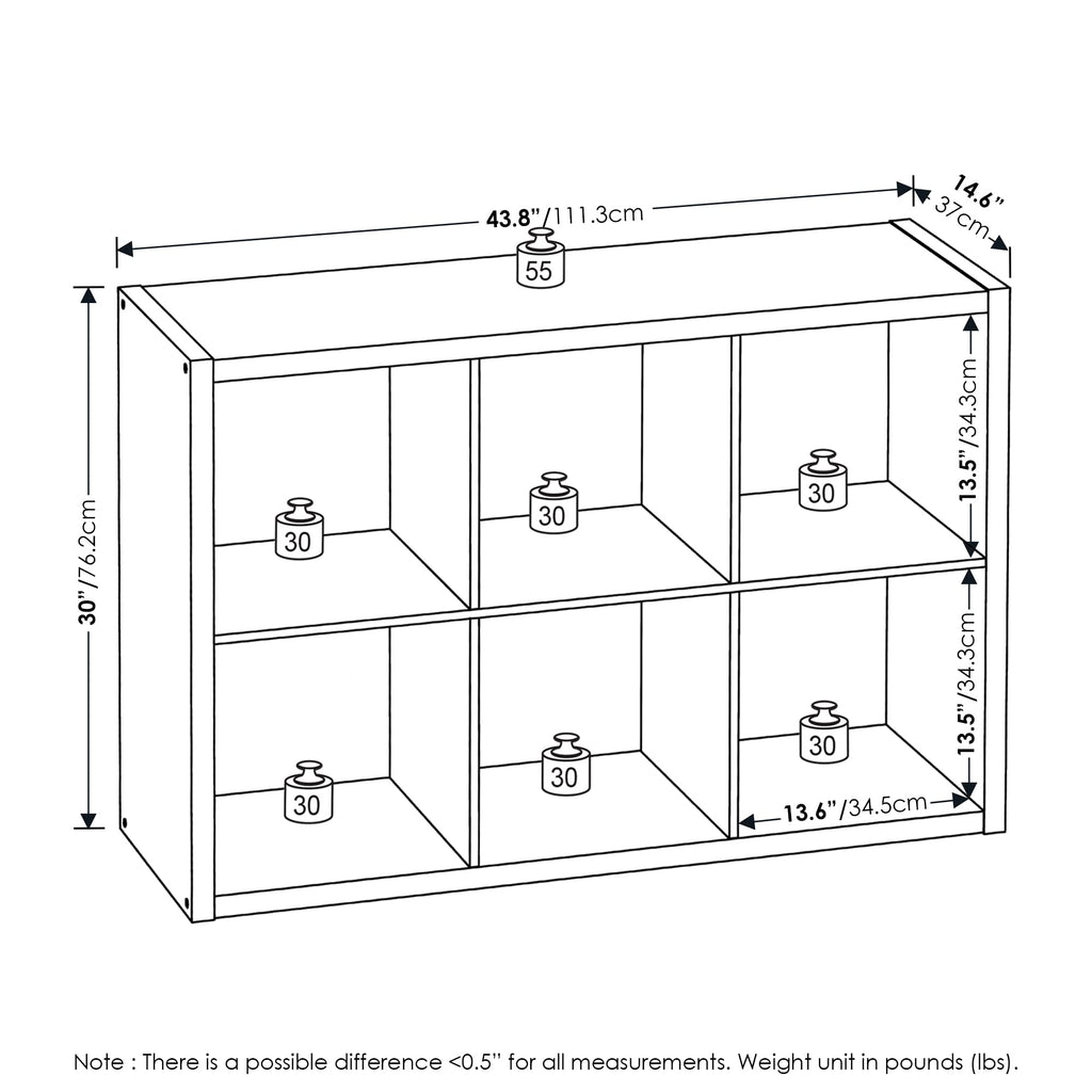 Cubical Open Back Decorative Cube Storage Organizer, 6-Cube, White