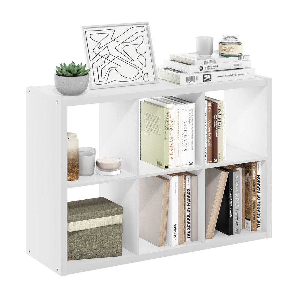 Cubical Open Back Decorative Cube Storage Organizer, 6-Cube, White