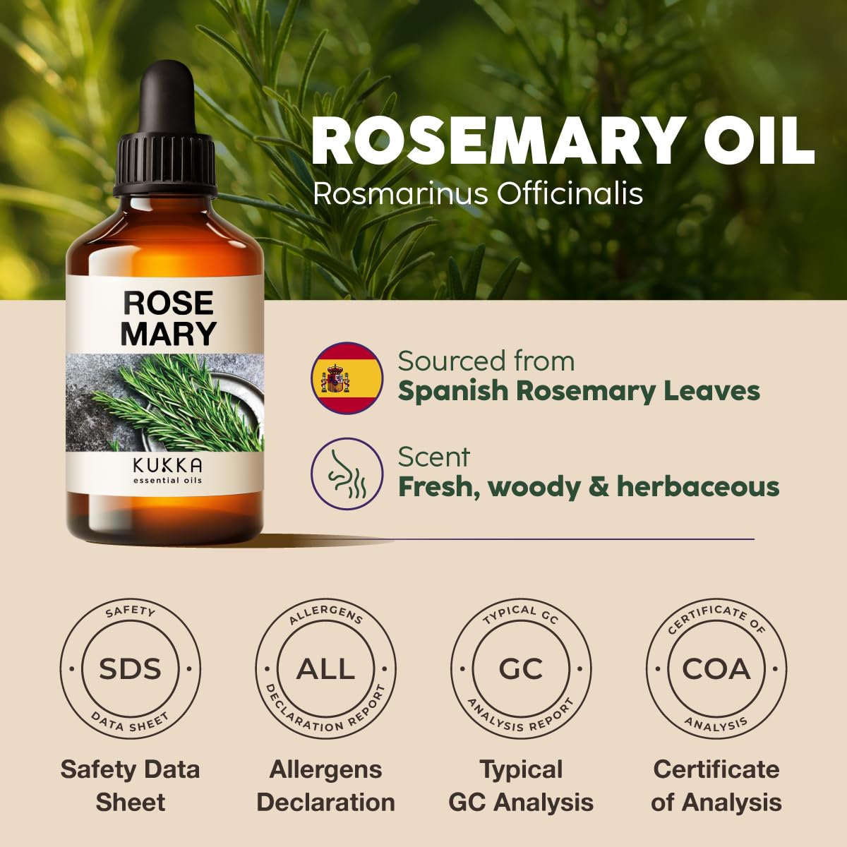 100% Pure & Natural Rosemary Oil for Hair, Skin, Aromatherapy & DIY Soap Making (4 Fl Oz / 118 ml)