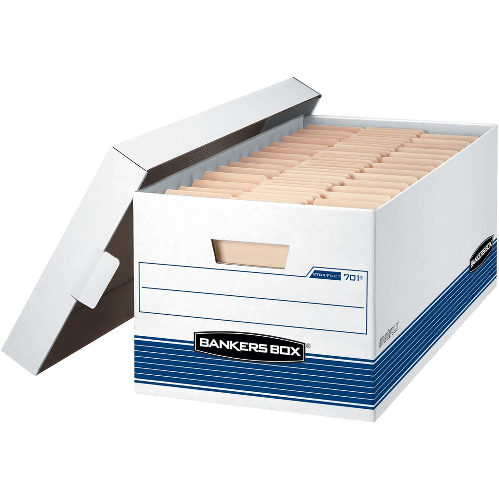 Bankers Box 20 Pack STOR/FILE Medium-Duty File Storage Boxes, FastFold, Lift-Off Lid, Letter, White/Blue