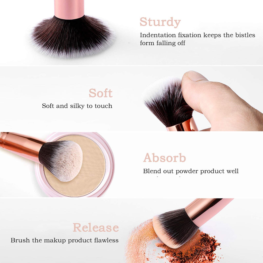 Makeup Brushes 15PCs Marble Makeup Brush Set Premium Synthetic Kabuki Powder Blush Contour Foundation Concealer Eyeshadow Brushes with Makeup Sponge Make up Tool