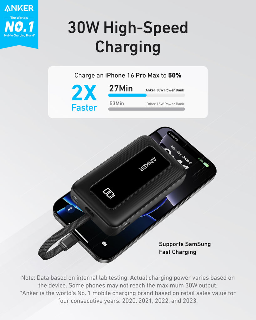 Portable Charger, 10,000mAh 30W Power Bank, USB-C in and Out Fast Charging Battery Pack, Travel Essential Phone Power Bank, for iPhone 16/15/14/13/12, iPad, MacBook, Galaxy, Google, and More