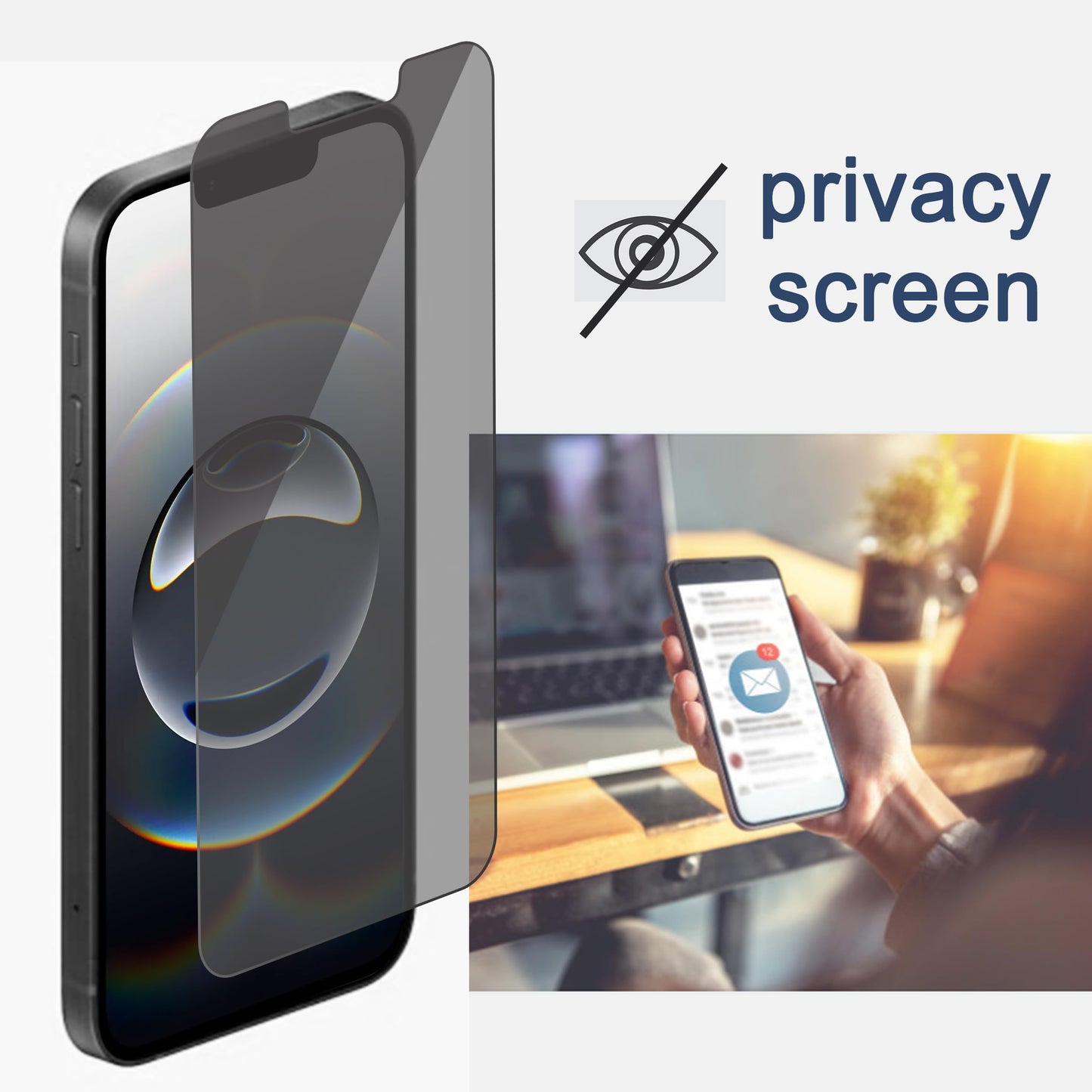 Privacy Screen Protector for iPhone 16e / iPhone 14 / iPhone 13 / iPhone 13 Pro [6.1 Inch] 2 Pack Anti Spy Private Tempered Glass Anti-Scratch Case Friendly [Not for iPhone 16 6.1 Inch]