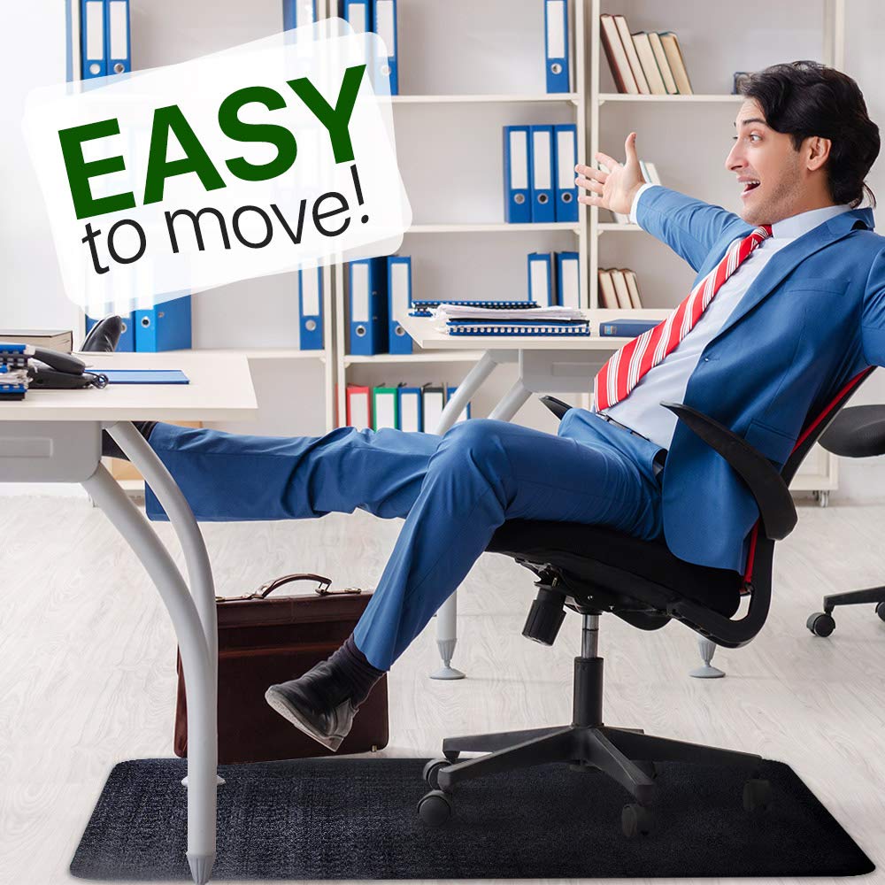 Office Chair Mat for Hardwood Floor: 53"x45" Large Black Rolling Chair Mat for Hard Wood and Tile Floor, Anti-Slip Heavy Duty Floor Protector Mat Under Computer Desk, Easy Glide Chair Mat for Home