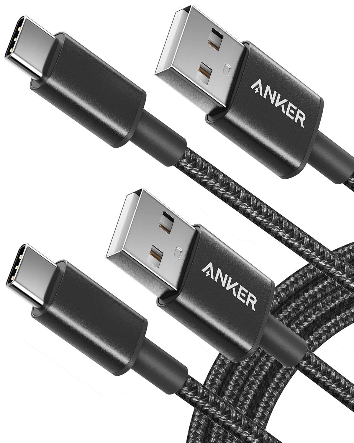 Anker Cable [2 Pack, 6FT], USB A to USB C Cable for Samsung Galaxy S10 S10+, LG V30, Beats Fit Pro, Apple Car Play and Android Auto (Black)