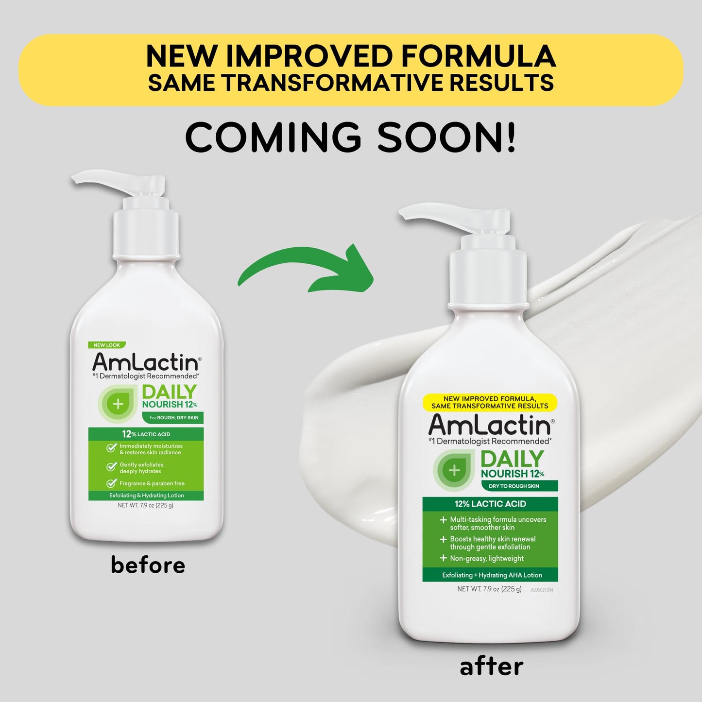 AmLactin Daily Nourish 12% - 14.1 oz Body Lotion with 12% Lactic Acid - Exfoliator and Moisturizer for Dry Skin (Packaging May Vary)