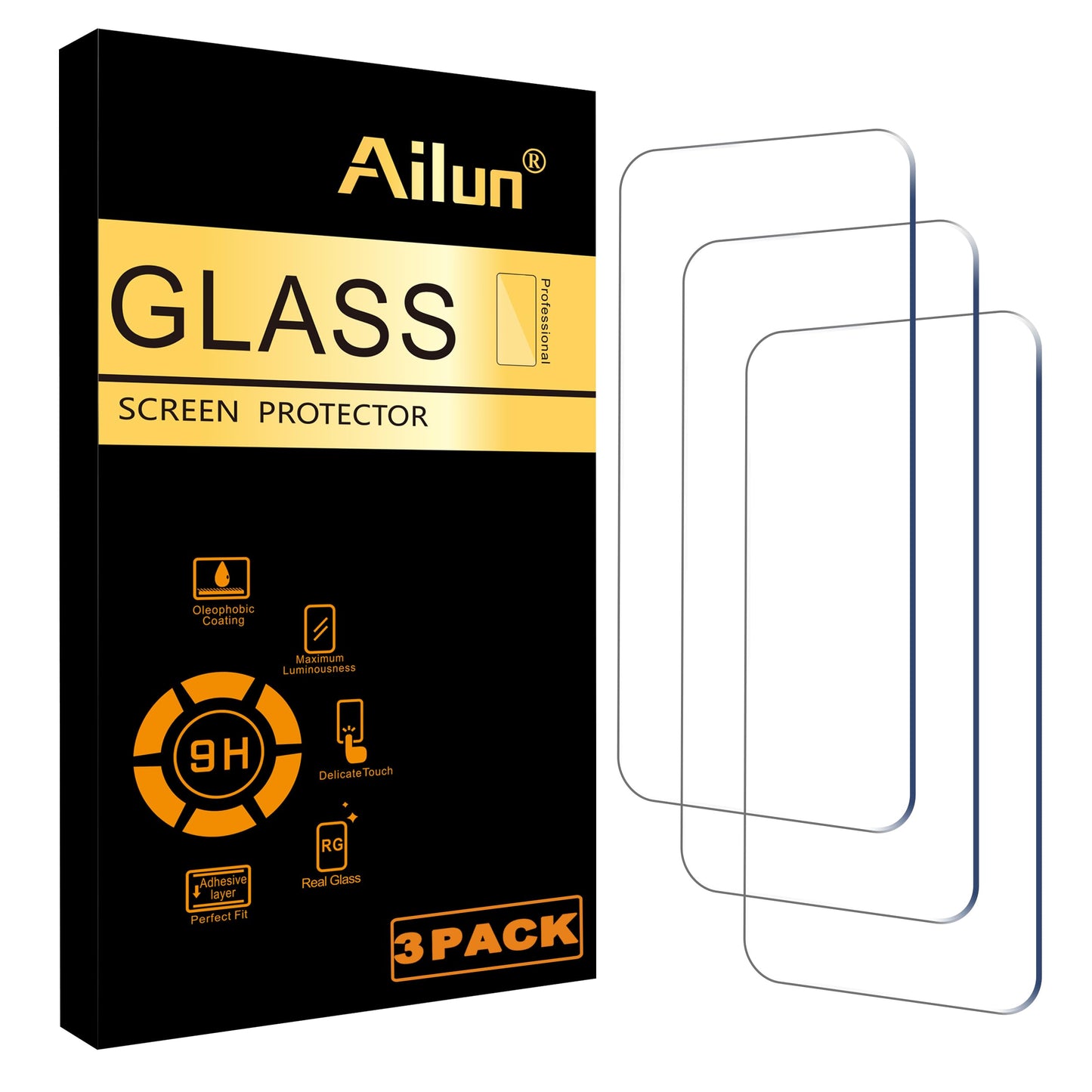 Screen Protector for iPhone 16 / iPhone 15 / iPhone 15 Pro [6.1 Inch] Display 3 Pack Tempered Glass, Dynamic Island Compatible, Case Friendly [Not for iPhone 16 Pro 6.3 Inch].