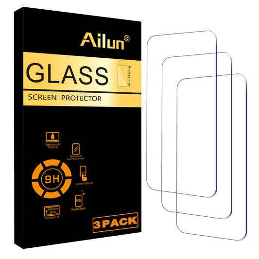 Screen Protector for iPhone 16 / iPhone 15 / iPhone 15 Pro [6.1 Inch] Display 3 Pack Tempered Glass, Dynamic Island Compatible, Case Friendly [Not for iPhone 16 Pro 6.3 Inch].