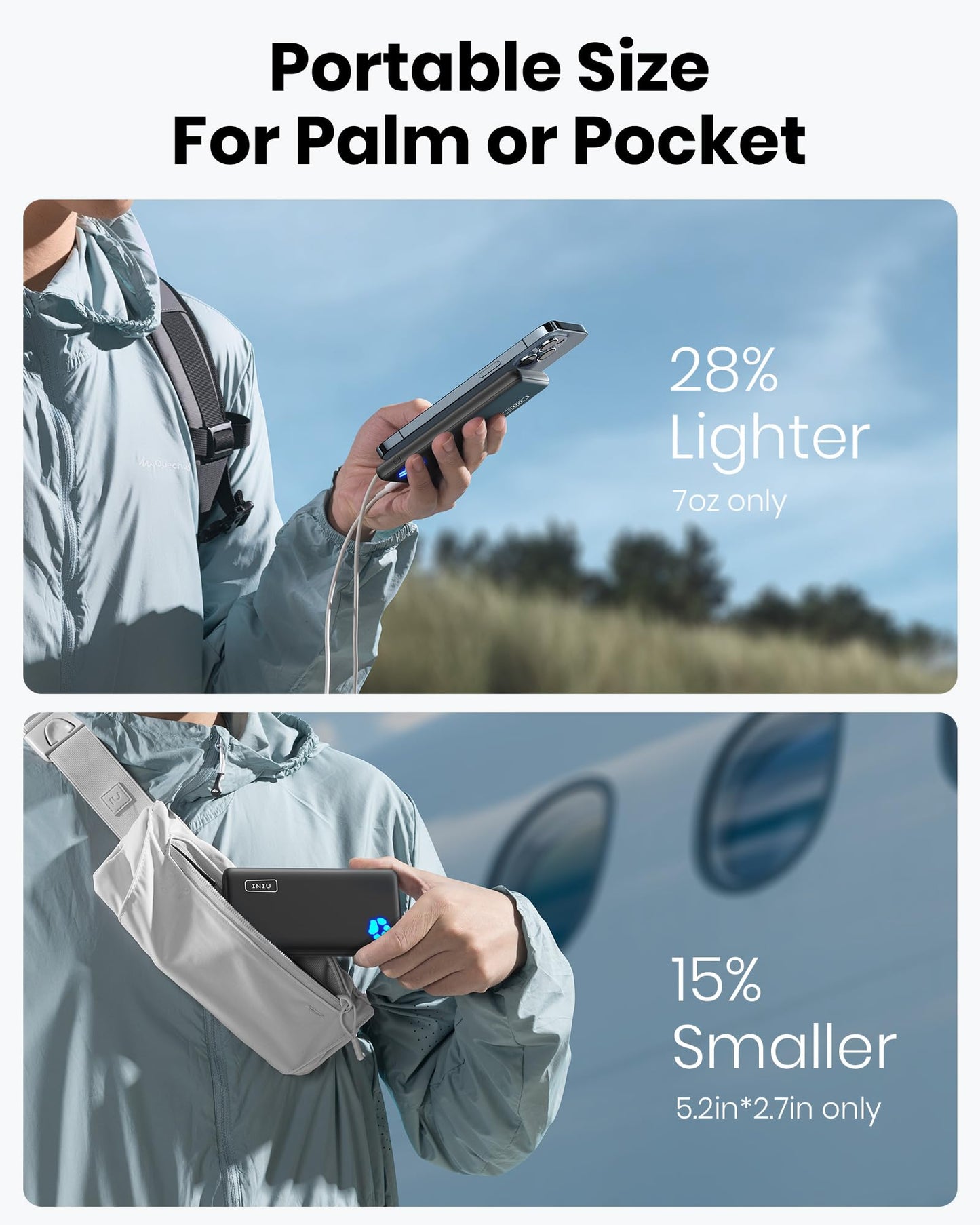 Portable Charger, Slimmest 10000mAh 5V/3A Power Bank, USB C in&out High-Speed Charging Battery Pack, External Phone Powerbank Compatible with iPhone 16 15 14 13 12 Samsung S22 S21 Google iPad etc