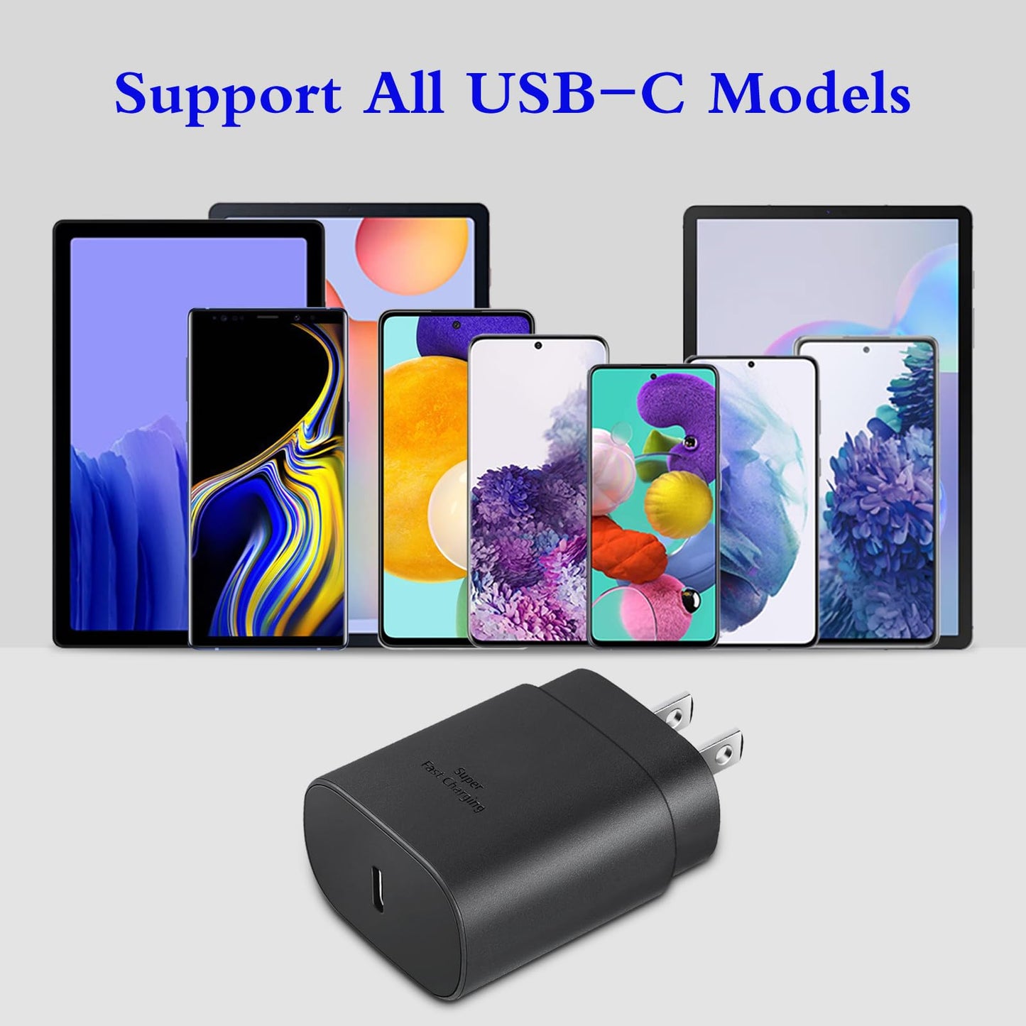 Type C Charger, 2-Pack 25W Type C Super Fast Charging Block with 6ft USB C Charger Cable Compatible with Galaxy S23 Ultra/S23+/S22/S21/S20/Phone 16/16 Plus/16 Pro Max/15/15 Pro Max/15 Plus-Black