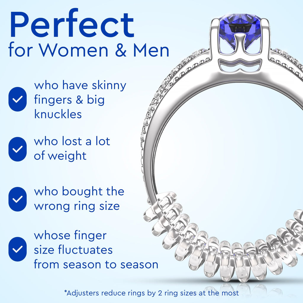 Ring Sizer Adjuster for Loose Rings - 12 Pack, Guards, Spacers & Tighteners, Fits Bands Up to 6mm, Reduces Size by 0.5-1.5, Invisible Design for Women & Men by 5 STARS UNITED