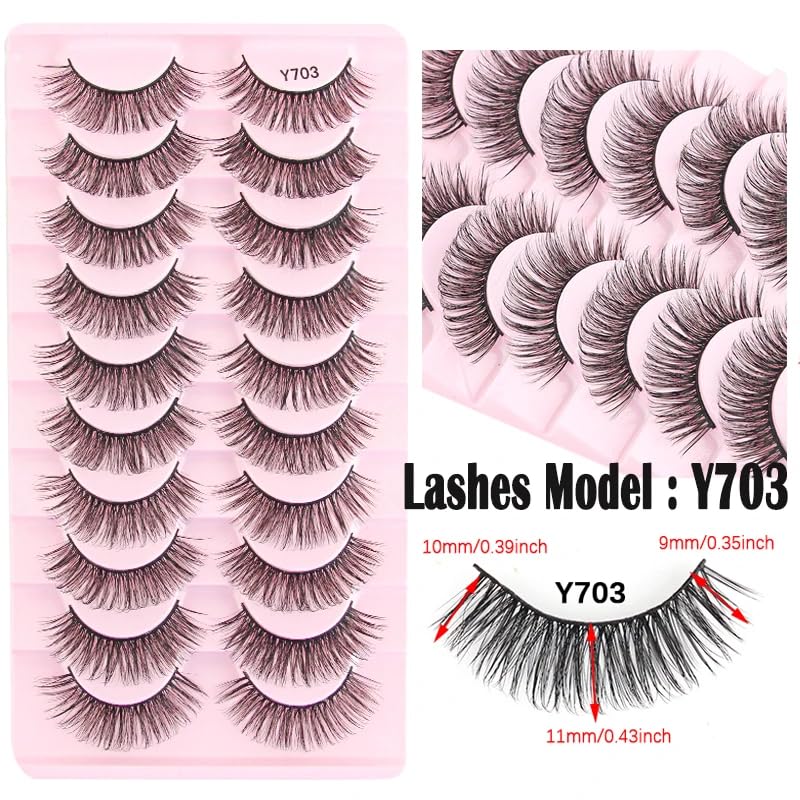 ICYM Glam Extensions 10 Pairs of False Eyelashes – Expertly Crafted for Stunning Eyes! Enhance Your Beauty with Precision-Cut Lashes, Professional Tweezer Application (Y703)