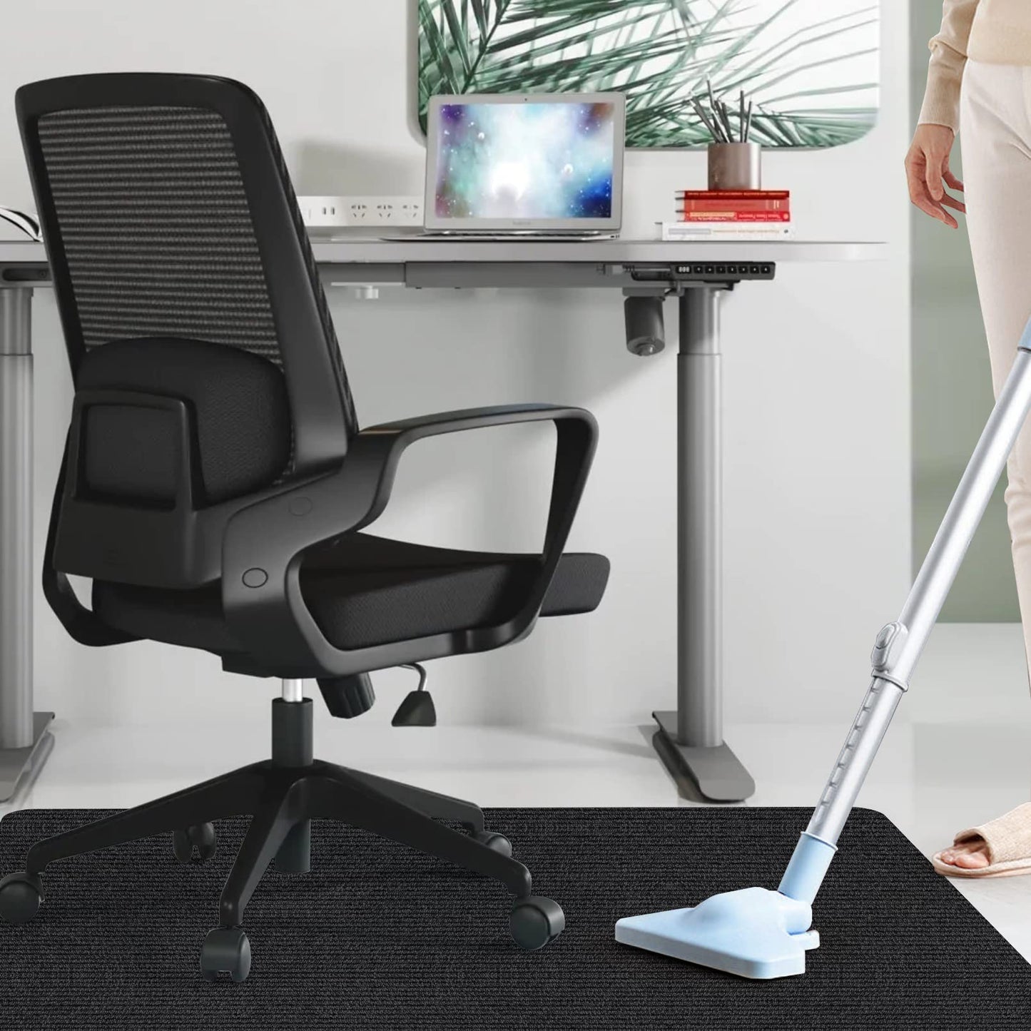 Office Chair Mat for Hardwood Floor,Computer Gaming Chair Mat,Office Chair Mat for Tile Floor,Large Floor Protector Rug,Anti-Slip,Easy to Clean,Pure Black(48"x36")