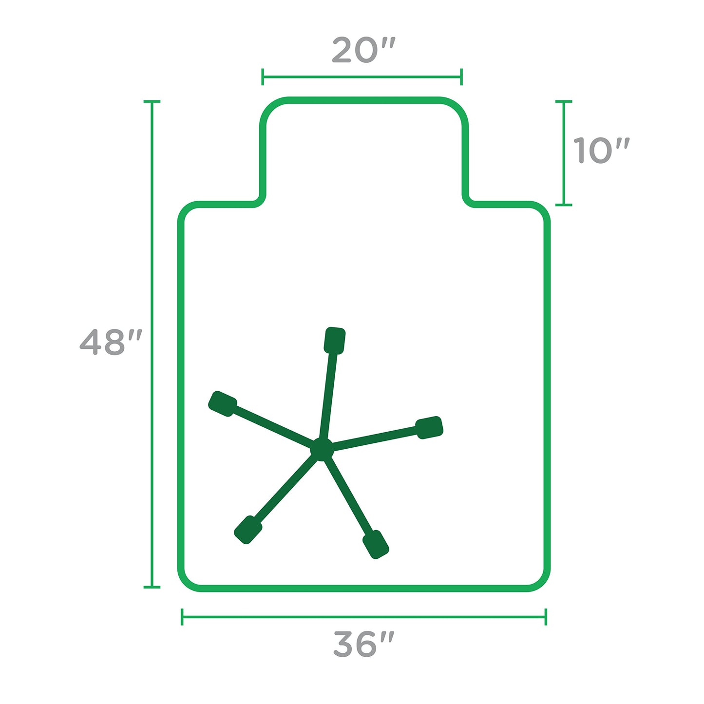 Office Chair Mat for Low Pile Carpet with Lip, 36" x 48", Clear