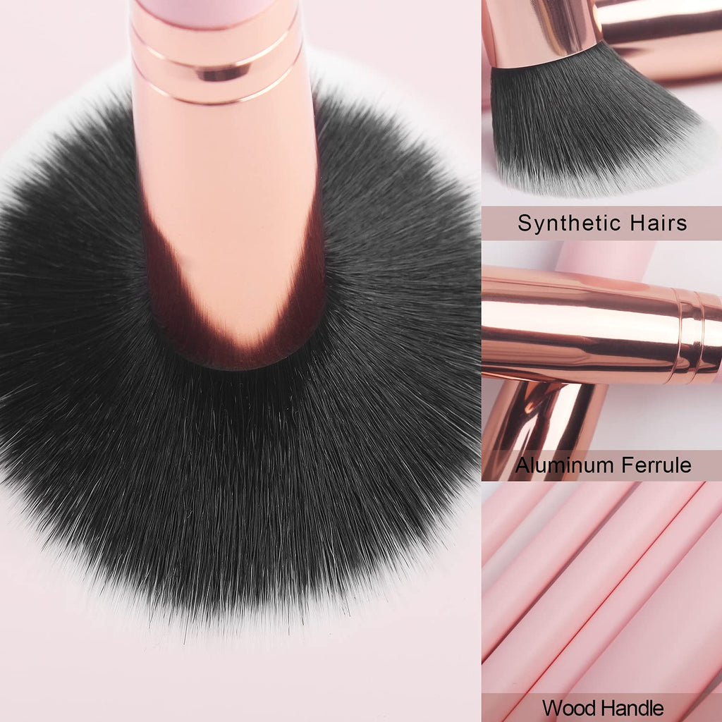 16pcs Makeup Brushes Set with 1 Eyebrow Razor Premium Synthetic Foundation Blending Face Powder Eye Shadow Concealer Make Up Brushes Tool Kit