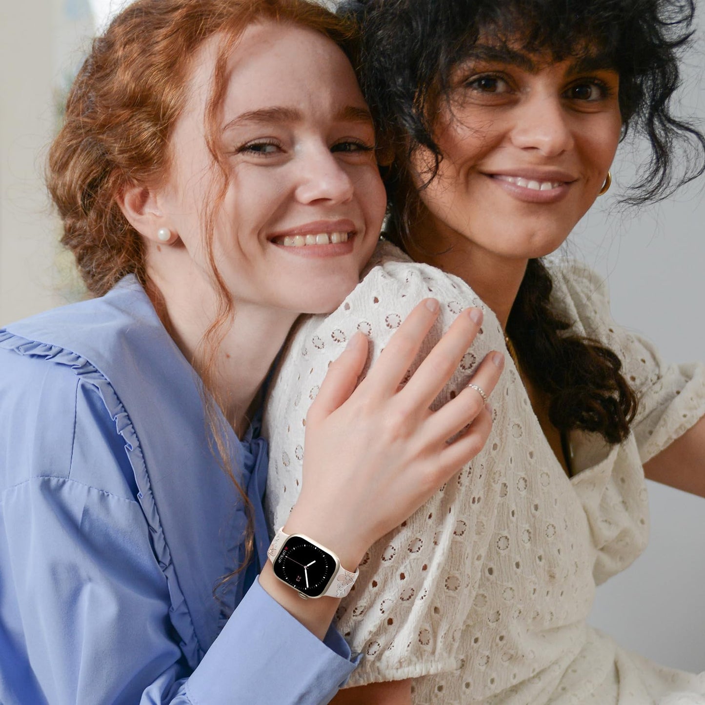 Witzon Floral Band Compatible with Apple Watch Bands For Women 41mm 40mm 38mm 42mm 44mm 45mm 46mm 49mm, Engraved Cute Flower Soft Silicone Inlay Strap for iWatch Series 10 9 8 7 6 5 4 3 2 1 SE Ultra