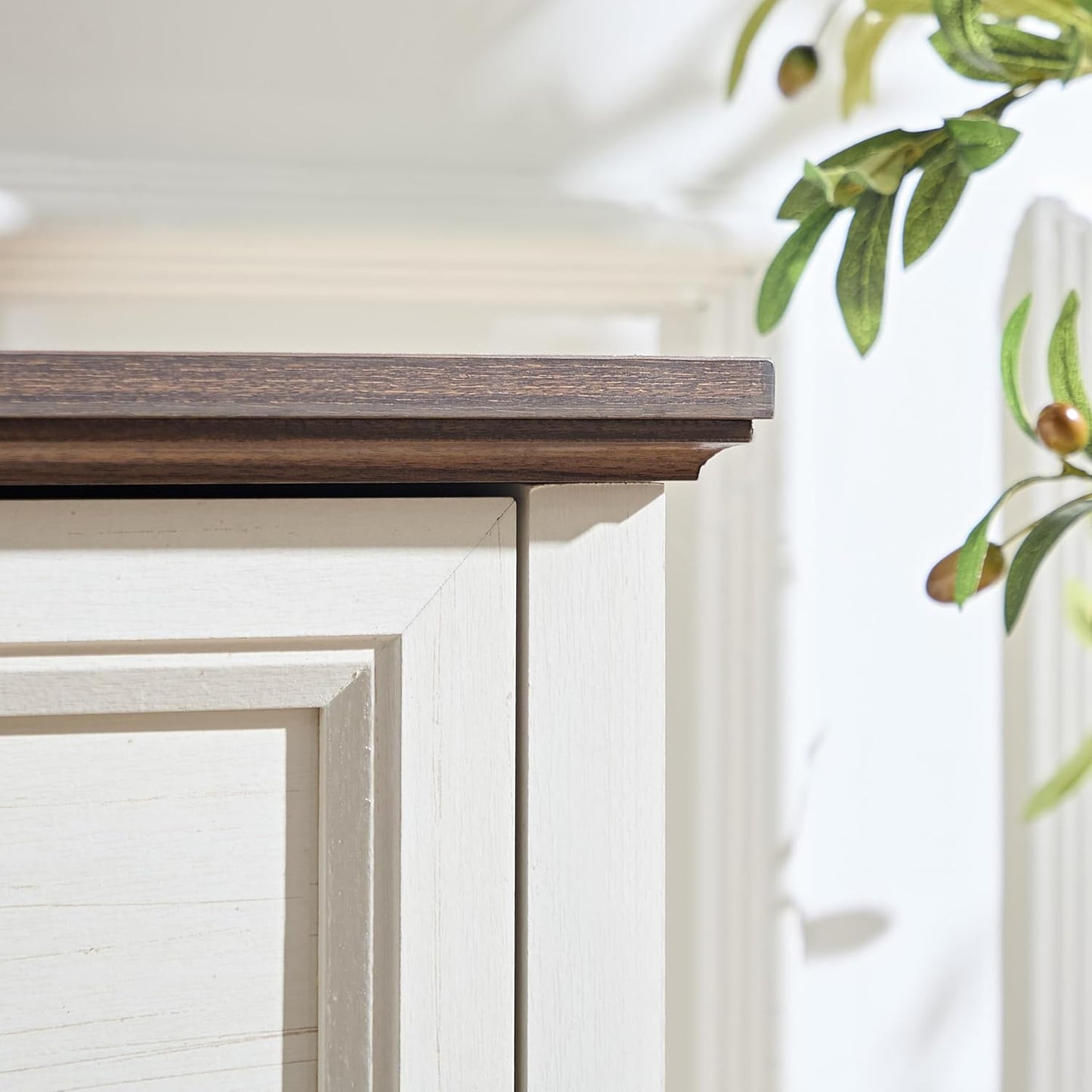 Farmhouse 6 Drawers Dresser Chests, Rustic Wooden Tall Dresser-Closet Organizer w/Round Knobs & Two Tone Color, Large Wood Chest of Drawer for Bedroom Living Room Hallway, Walnut+White